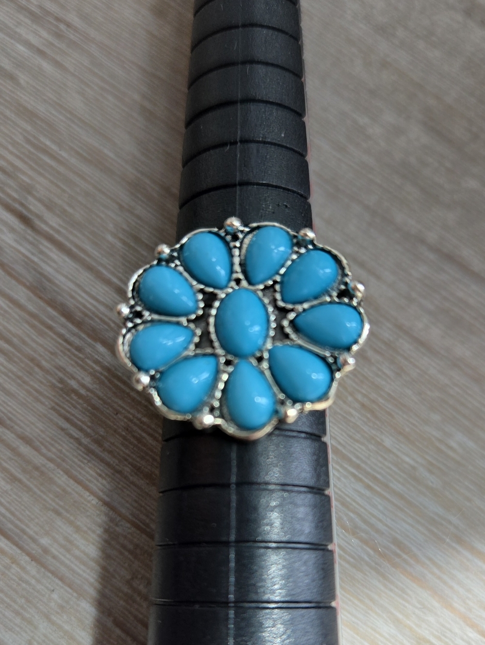 Turquoise Petal Cluster Ring - Women Jewelry.Size 5.5